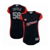 Women's Cincinnati Reds #58 Luis Castillo Authentic Navy Blue National League 2019 Baseball All-Star Jersey