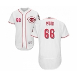 Men's Cincinnati Reds #66 Yasiel Puig White Home Flex Base Authentic Collection Baseball Jersey
