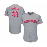 Men's Cincinnati Reds #33 Jesse Winker Grey Road Flex Base Authentic Collection Baseball Jersey