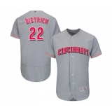 Men's Cincinnati Reds #22 Derek Dietrich Grey Road Flex Base Authentic Collection Baseball Jersey