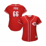 Women's Cincinnati Reds #66 Yasiel Puig Replica Red Alternate Cool Base Baseball Jersey