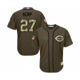 Youth Cincinnati Reds #27 Matt Kemp Authentic Green Salute to Service Baseball Jersey