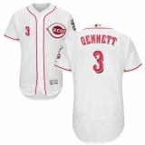Men's Majestic Cincinnati Reds #3 Scooter Gennett White Home Flex Base Authentic Collection MLB Jersey