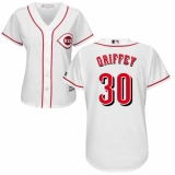 Women's Majestic Cincinnati Reds #30 Ken Griffey Replica White Home Cool Base MLB Jersey