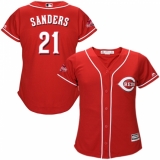 Women's Majestic Cincinnati Reds #21 Reggie Sanders Replica Red Alternate Cool Base MLB Jersey