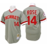 Men's Mitchell and Ness Cincinnati Reds #14 Pete Rose Authentic Grey Throwback MLB Jersey