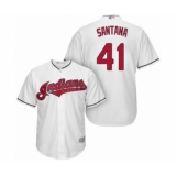 Youth Cleveland Indians #41 Carlos Santana Authentic White Home Cool Base Baseball Jersey
