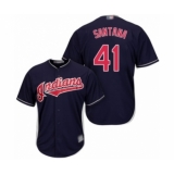 Youth Cleveland Indians #41 Carlos Santana Authentic Navy Blue Alternate 1 Cool Base Baseball Jersey