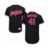 Men's Cleveland Indians #41 Carlos Santana Navy Blue Alternate Flex Base Authentic Collection Baseball Jersey