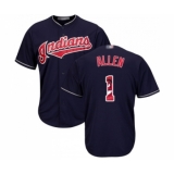 Men's Cleveland Indians #1 Greg Allen Authentic Navy Blue Team Logo Fashion Cool Base Baseball Jersey