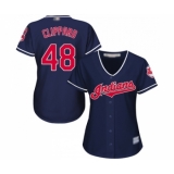 Women's Cleveland Indians #48 Tyler Clippard Replica Navy Blue Alternate 1 Cool Base Baseball Jersey