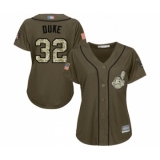 Women's Cleveland Indians #32 Zach Duke Authentic Green Salute to Service Baseball Jersey