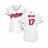 Women's Cleveland Indians #17 Brad Miller Replica White Home Cool Base Baseball Jersey
