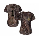Women's Cleveland Indians #1 Greg Allen Authentic Camo Realtree Collection Flex Base Baseball Jersey