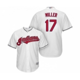 Youth Cleveland Indians #17 Brad Miller Authentic White Home Cool Base Baseball Jersey