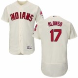 Men's Majestic Cleveland Indians #17 Yonder Alonso Cream Alternate Flex Base Authentic Collection MLB Jersey