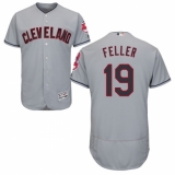 Men's Majestic Cleveland Indians #19 Bob Feller Grey Road Flex Base Authentic Collection MLB Jersey