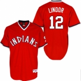 Men's Majestic Cleveland Indians #12 Francisco Lindor Replica Red 1974 Turn Back The Clock MLB Jersey
