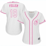 Women's Majestic Cleveland Indians #19 Bob Feller Replica White Fashion Cool Base MLB Jersey