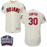 Men's Majestic Cleveland Indians #30 Joe Carter Cream 2016 World Series Bound Flexbase Authentic Collection MLB Jersey