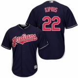 Youth Majestic Cleveland Indians #22 Jason Kipnis Replica Navy Blue Alternate 1 Cool Base MLB Jersey