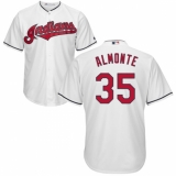 Men's Majestic Cleveland Indians #35 Abraham Almonte Replica White Home Cool Base MLB Jersey