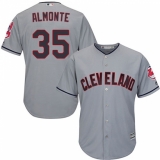 Men's Majestic Cleveland Indians #35 Abraham Almonte Replica Grey Road Cool Base MLB Jersey