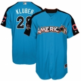 Youth Majestic Cleveland Indians #28 Corey Kluber Authentic Blue American League 2017 MLB All-Star MLB Jersey