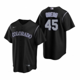 Men's Nike Colorado Rockies #45 Scott Oberg Black Alternate Stitched Baseball Jersey