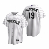 Men's Nike Colorado Rockies #19 Charlie Blackmon White Home Stitched Baseball Jersey