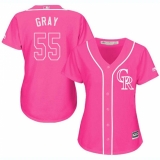 Women's Majestic Colorado Rockies #55 Jon Gray Replica Pink Fashion Cool Base MLB Jersey