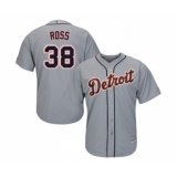 Men's Detroit Tigers #38 Tyson Ross Replica Grey Road Cool Base Baseball Jersey
