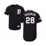 Men's Detroit Tigers #28 Niko Goodrum Navy Blue Alternate Flex Base Authentic Collection Baseball Jersey