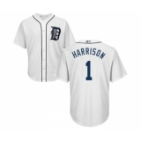 Men's Detroit Tigers #1 Josh Harrison Replica White Home Cool Base Baseball Jersey