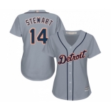 Women's Detroit Tigers #14 Christin Stewart Replica Grey Road Cool Base Baseball Jersey
