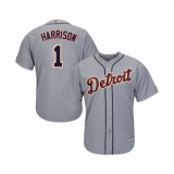 Youth Detroit Tigers #1 Josh Harrison Replica Grey Road Cool Base Baseball Jersey
