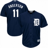 Youth Majestic Detroit Tigers #11 Sparky Anderson Authentic Navy Blue Alternate Cool Base MLB Jersey