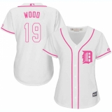Women's Majestic Detroit Tigers #19 Travis Wood Authentic White Fashion Cool Base MLB Jersey