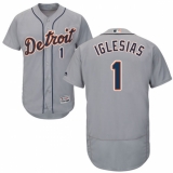 Men's Majestic Detroit Tigers #1 Jose Iglesias Grey Road Flex Base Authentic Collection MLB Jersey