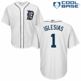 Men's Majestic Detroit Tigers #1 Jose Iglesias Replica White Home Cool Base MLB Jersey