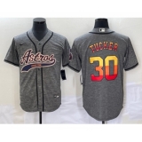 Men's Houston Astros #30 Kyle Tucker Grey Gridiron Cool Base Stitched Baseball Jersey