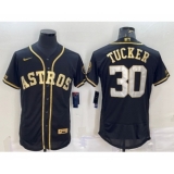 Men's Houston Astros #30 Kyle Tucker Black Gold Flex Base Stitched Jersey