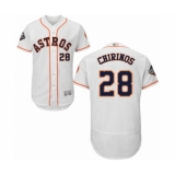 Men's Houston Astros #28 Robinson Chirinos White Home Flex Base Authentic Collection 2019 World Series Bound Baseball Jersey