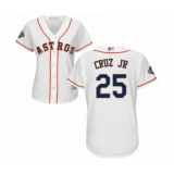 Women's Houston Astros #25 Jose Cruz Jr. Authentic White Home Cool Base 2019 World Series Bound Baseball Jersey