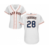 Women's Houston Astros #28 Robinson Chirinos Authentic White Home Cool Base Baseball Jersey