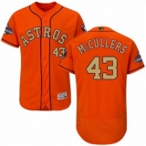 Men's Majestic Houston Astros #43 Lance McCullers Orange Alternate 2018 Gold Program Flex Base Authentic Collection MLB Jersey