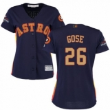 Women's Majestic Houston Astros #26 Anthony Gose Authentic Navy Blue Alternate 2018 Gold Program Cool Base MLB Jersey