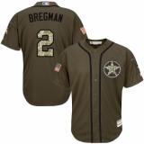 Men's Majestic Houston Astros #2 Alex Bregman Replica Green Salute to Service MLB Jersey