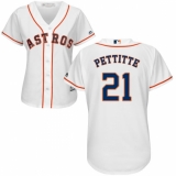Women's Majestic Houston Astros #21 Andy Pettitte Replica White Home Cool Base MLB Jersey