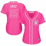 Women's Majestic Houston Astros #25 Jose Cruz Jr. Replica Pink Fashion Cool Base MLB Jersey